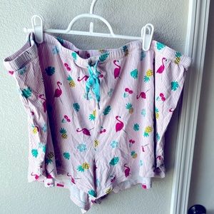 Flamingo and pineapple plus size summer sleep shorts 3x